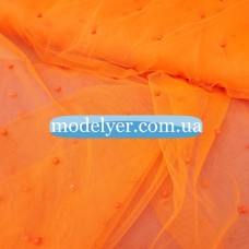 Ткань Сетка с жемчугом (оранжевый)